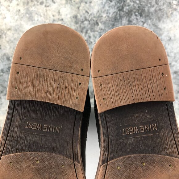 Nine West Women's Size 7M MOTOL1 Brown Faux Leather Back Zip Harness Boots *FLAW - Picture 14 of 16